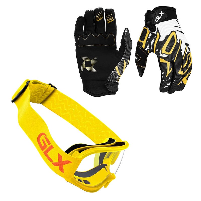 GLX GX623 Youth ATV/Dirt Bike Helmet Combo - Retro Yellow, X-Large - DOT - Image 5